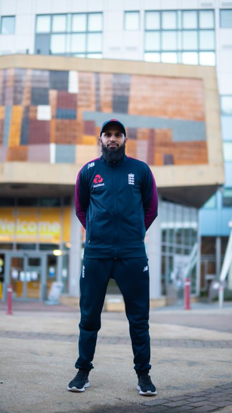 A profile image of Adil Rashid on the University of Bradford campus